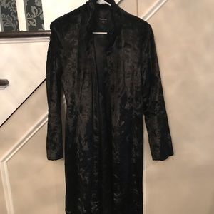 Bebe black crushed velvet full length coat